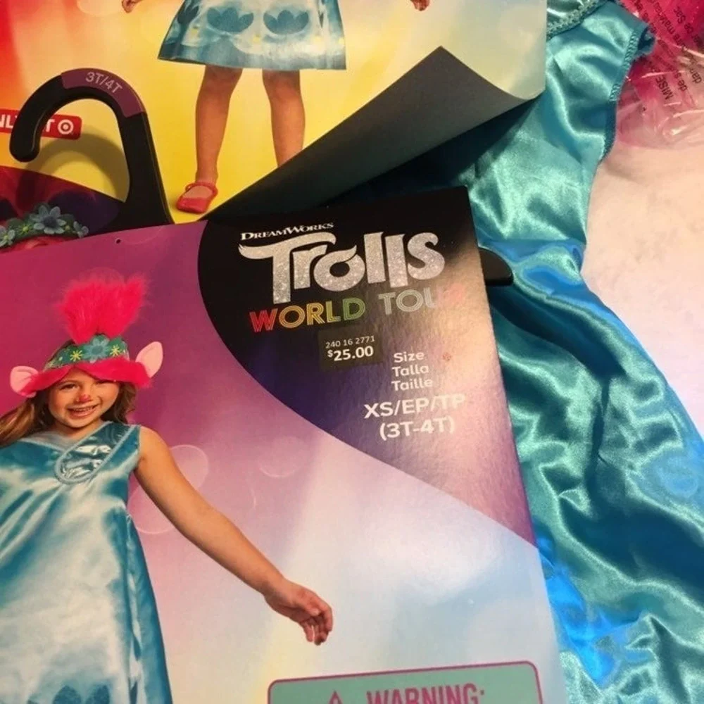 Disguise Trolls World Tour Poppy Costume Kids Size Small 6-7 New Deluxe Outfit